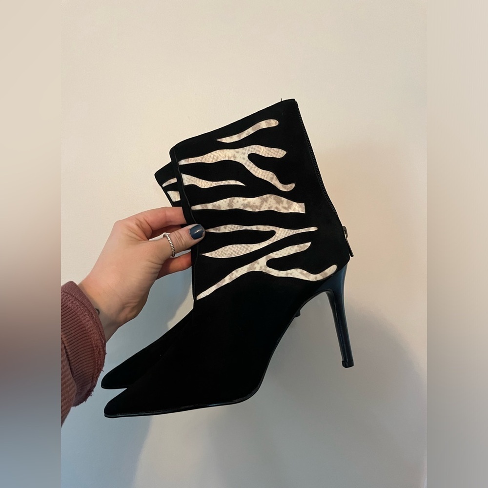 Colin Stuart Ankle Zebra Animal Print Boots Ankle Stiletto Heels Women's Size 10
